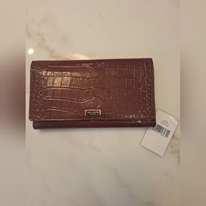 NWT Kate Spade Maroon Bristol Drive  Crocodile-Embossed Leather Women's Wallet